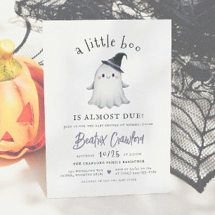 A Little Boo Cute Halloween Girl Baby Shower Invitation