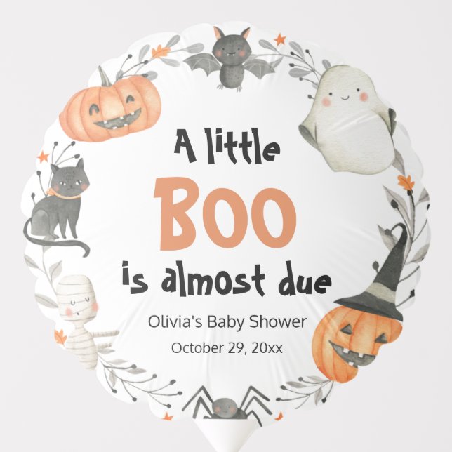 A Little Boo Cute Halloween Pumpkin Baby Shower Balloon (Front)