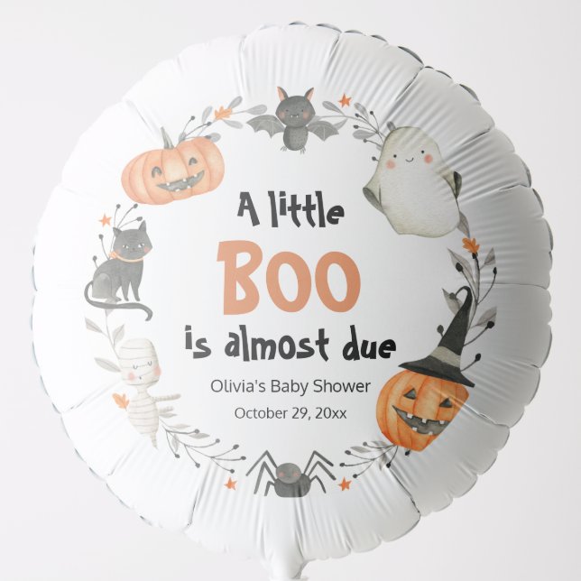 A Little Boo Cute Halloween Pumpkin Baby Shower Balloon (Front)