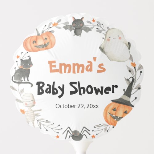 A Little Boo Cute Halloween Pumpkin Baby Shower Balloon