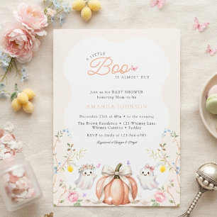 A Little Boo Cute Pink October Baby Shower Invitation