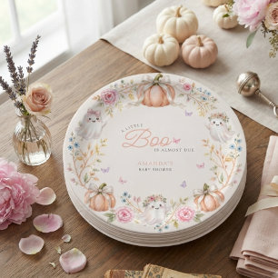 A Little Boo Cute Pink October Baby Shower Paper Plates