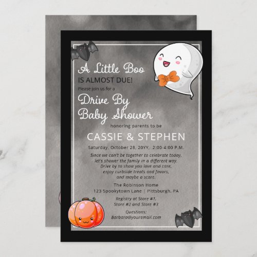 A Little Boo Ghost Boy Drive By Baby Shower Invitation