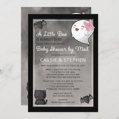 A Little Boo Ghost Girl Baby Shower by Mail Invitation