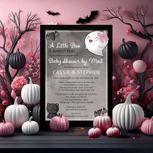 A Little Boo Ghost Girl Baby Shower by Mail Invitation