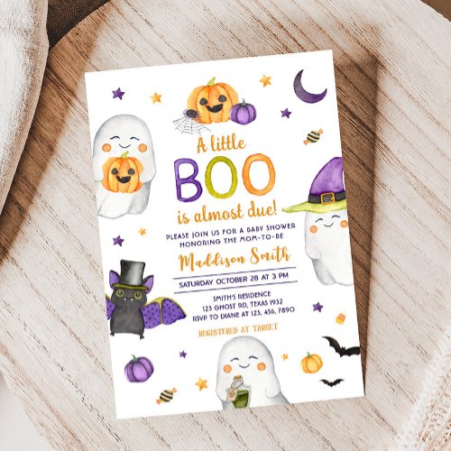 A Little Boo Ghost Halloween Baby Shower Invitation