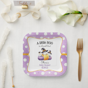 A Little Boo Ghost Halloween Baby Shower Paper Plates