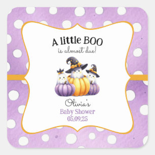 A Little Boo Ghost Halloween Baby Shower Square Sticker