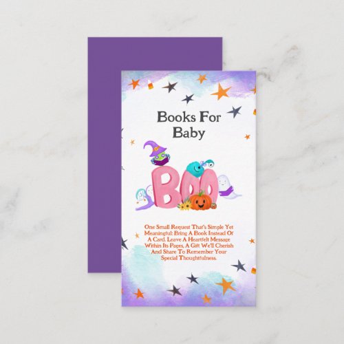 A Little Boo Ghost Owl Halloween Baby Shower Book Enclosure Card