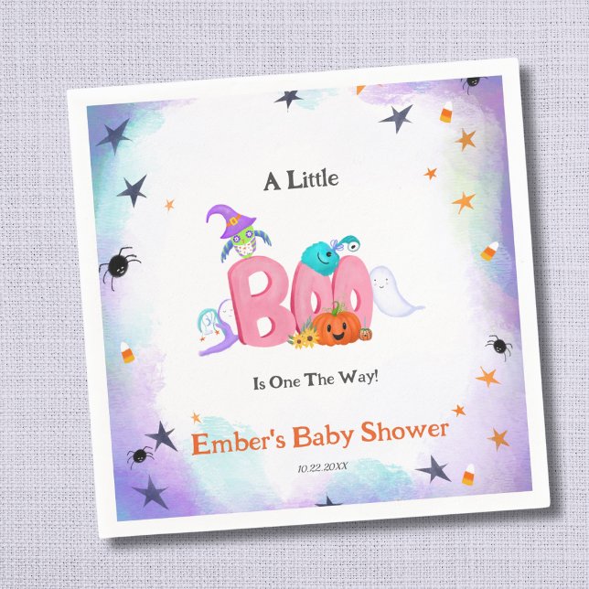 A Little Boo Ghost, Owl Halloween Baby Shower Napkins (Creator Uploaded)