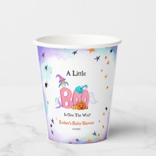 A Little Boo Ghost Owl Halloween Baby Shower Paper Cups