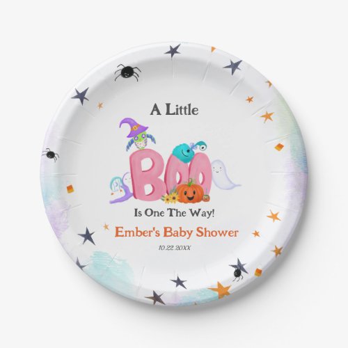 A Little Boo Ghost Owl Halloween Baby Shower Paper Plates