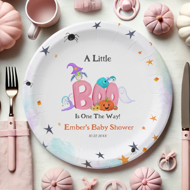 A Little Boo Ghost, Owl Halloween Baby Shower Paper Plates (Creator Uploaded)