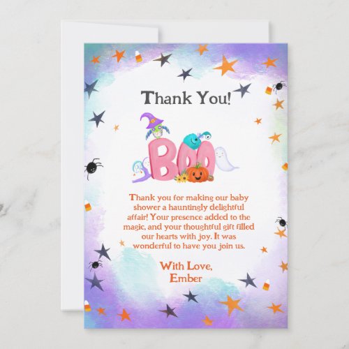 A Little Boo Ghost Owl Halloween Baby Thank You Invitation