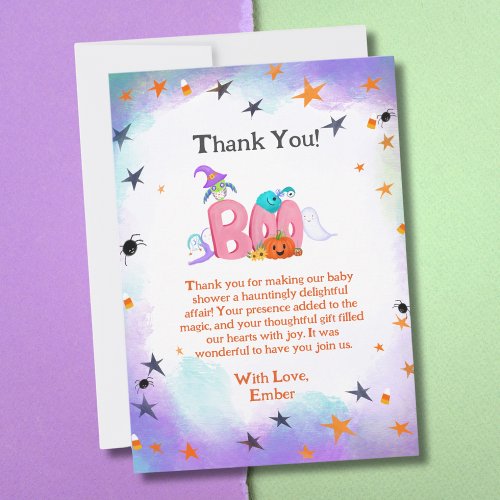 A Little Boo Ghost Owl Halloween Baby Thank You Invitation