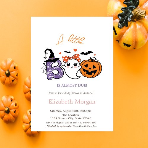 A Little Boo Ghost Stripes Pumpkin Halloween  Invitation