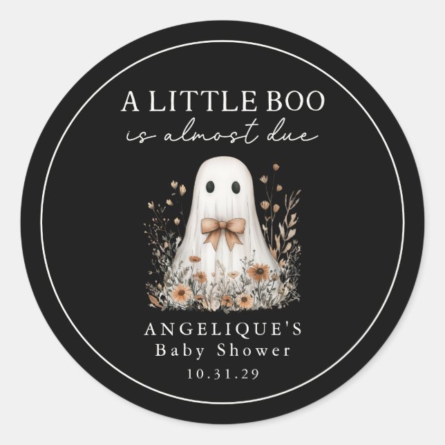 A Little Boo Ghost Wildflowers Baby Shower  Classic Round Sticker (Front)