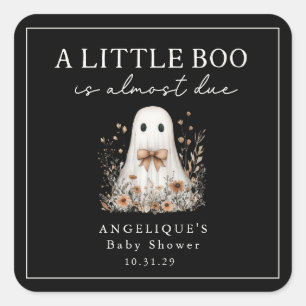 A Little Boo Ghost Wildflowers Baby Shower  Square Sticker