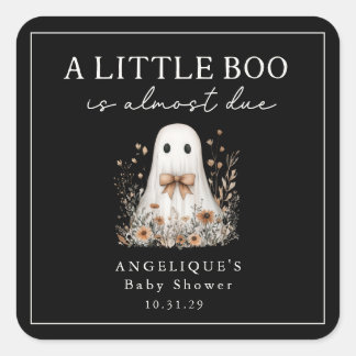 A Little Boo Ghost Wildflowers Baby Shower Square Sticker