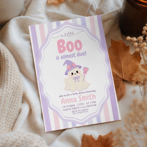 A Little Boo Ghost Witch Girl Baby Shower Invitation