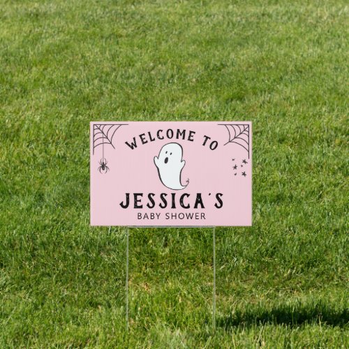 A Little Boo Girl Baby Shower Pink Sign