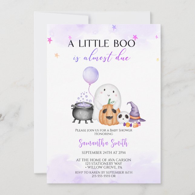  A Little Boo Girl Halloween Baby Shower Invitation (Front)