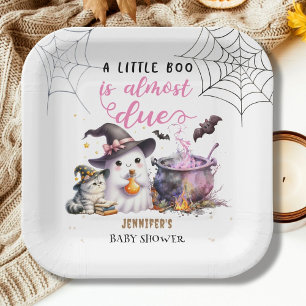 A Little Boo! Girl Pink Halloween Baby Shower Paper Plates