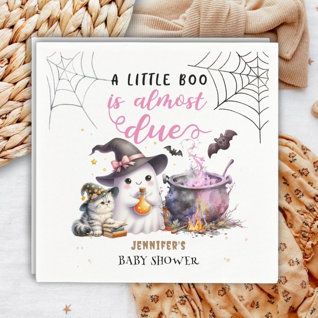 A Little Boo! Girl Pink Halloween Baby Shower Pink Napkins (Creator Uploaded)