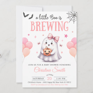 A Little Boo Halloween Baby Girl Shower Invitation