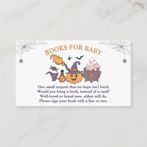 A Little Boo Halloween Baby Shower Books for Baby Enclosure Card