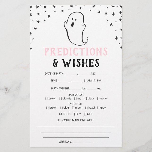 A Little Boo Halloween Baby Shower Game Prediction (Front)