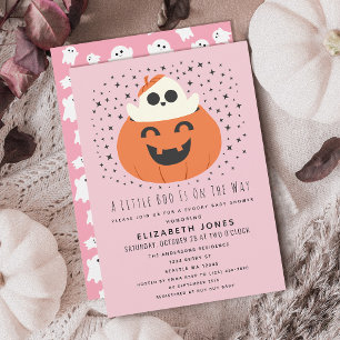 A Little Boo Halloween Baby Shower Girl Invitation