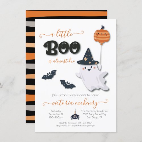 A little Boo Halloween Baby Shower Invitation
