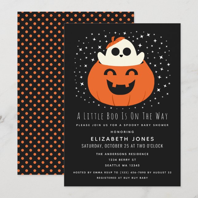 A Little Boo Halloween Baby Shower Invitation (Front/Back)