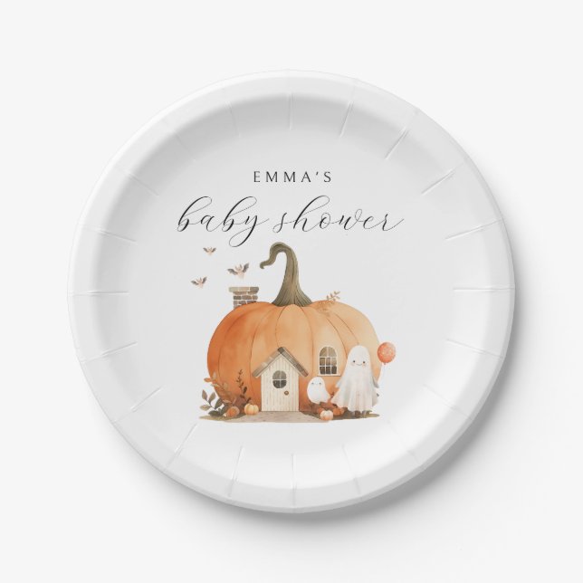 A Little Boo Halloween Baby Shower Paper Plates (Front)