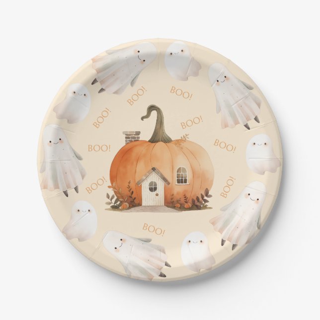 A Little Boo Halloween Baby Shower Paper Plates (Front)