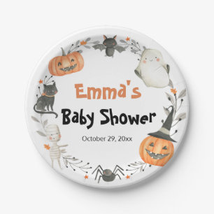 A Little Boo Halloween Baby Shower Paper Plates