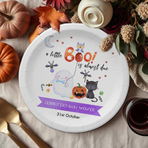 A Little Boo Halloween Baby Shower Paper Plates