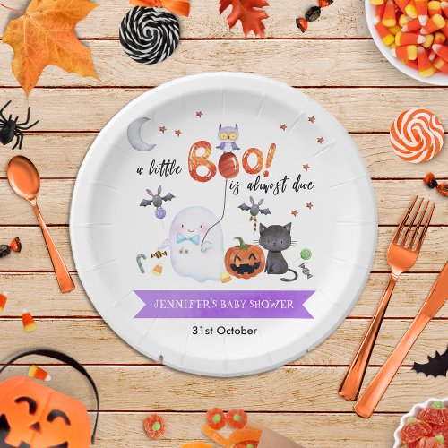 A Little Boo Halloween Baby Shower Paper Plates