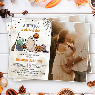 A Little Boo Halloween Baby Shower Party Photo Invitation