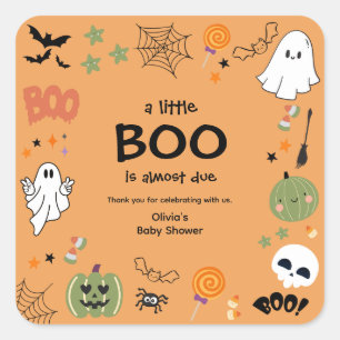 A Little Boo Halloween Baby Shower Thank You  Square Sticker