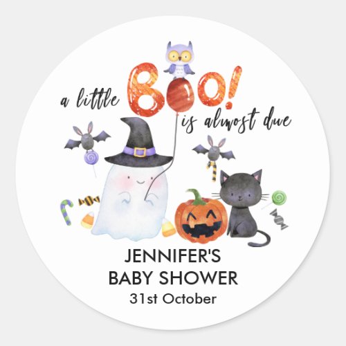 A Little Boo Halloween Baby Shower Witch Hat Classic Round Sticker