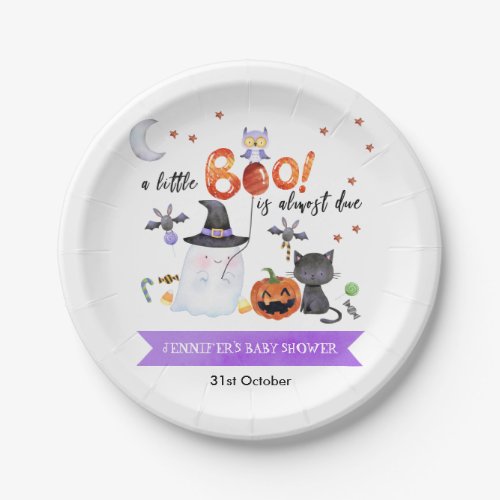 A Little Boo Halloween Baby Shower Witch Hat Paper Plates