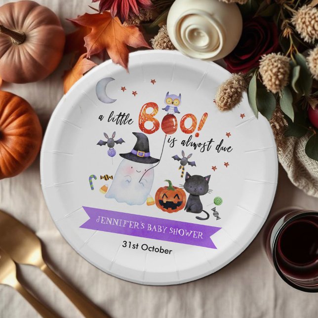 A Little Boo Halloween Baby Shower Witch Hat Paper Plates (Creator Uploaded)