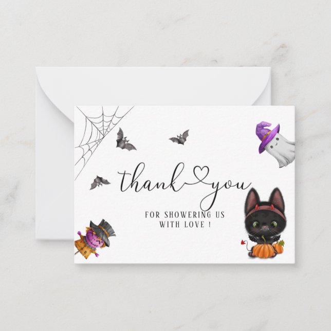 A Little Boo Halloween Black Cat Note Card (Front)