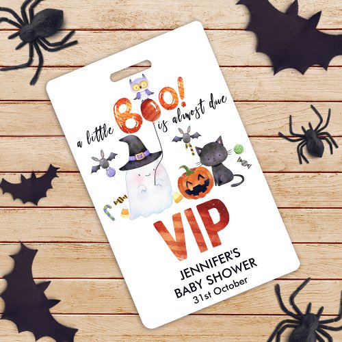 A Little Boo Halloween Bowtie Baby Shower VIP Badge