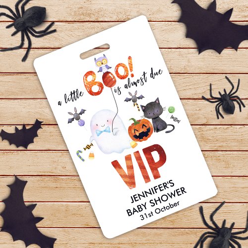 A Little Boo Halloween Bowtie Baby Shower VIP Badge