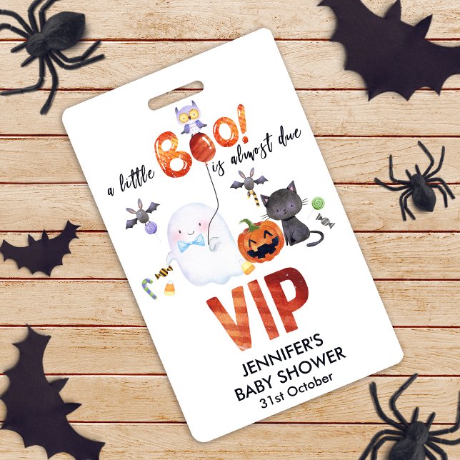 A Little Boo Halloween Bowtie Baby Shower VIP Badge (Creator Uploaded)