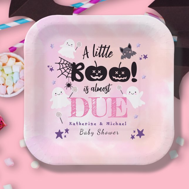 A Little Boo Halloween Cute Ghosts Baby Shower Paper Plates (Creator Uploaded)