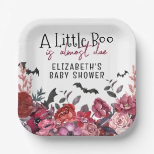 A Little Boo Halloween Flowers Baby Shower Paper Plates
